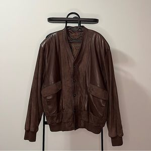 VINTAGE - Brown oversized varsity style jacket